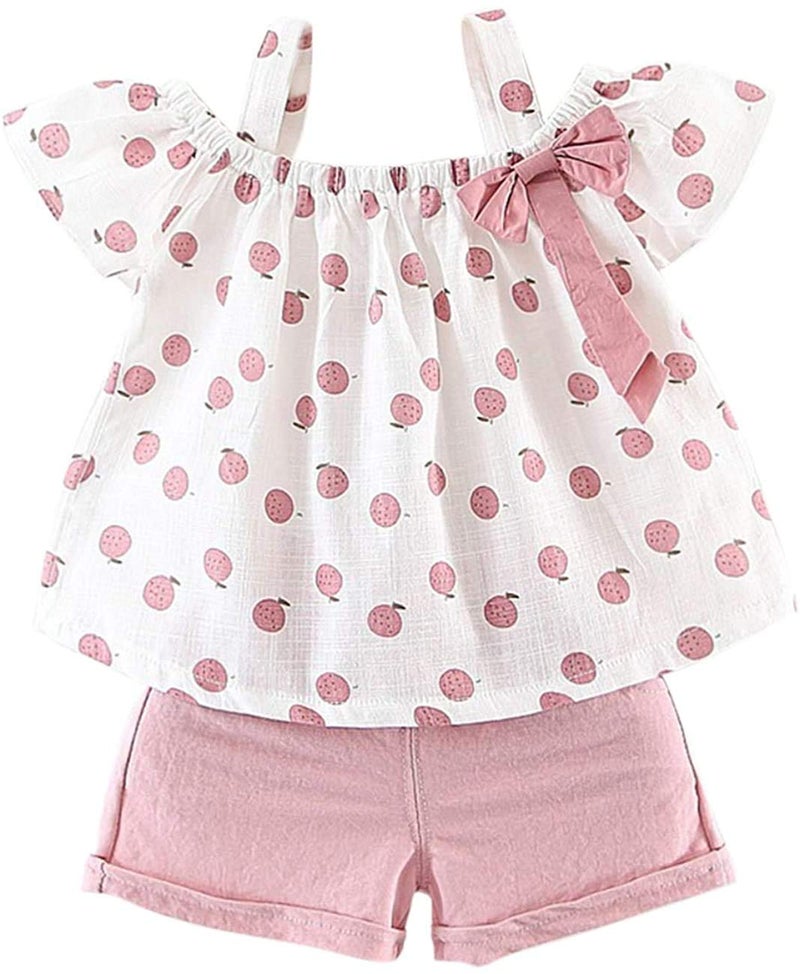 Hipea Toddler Baby Girls Summer Clothes Outfits Ruffle Camisole Spot Dot Tops and Casual Shorts 2-Piece Newborn Girl Clothing Set (6-7T) - Image 1